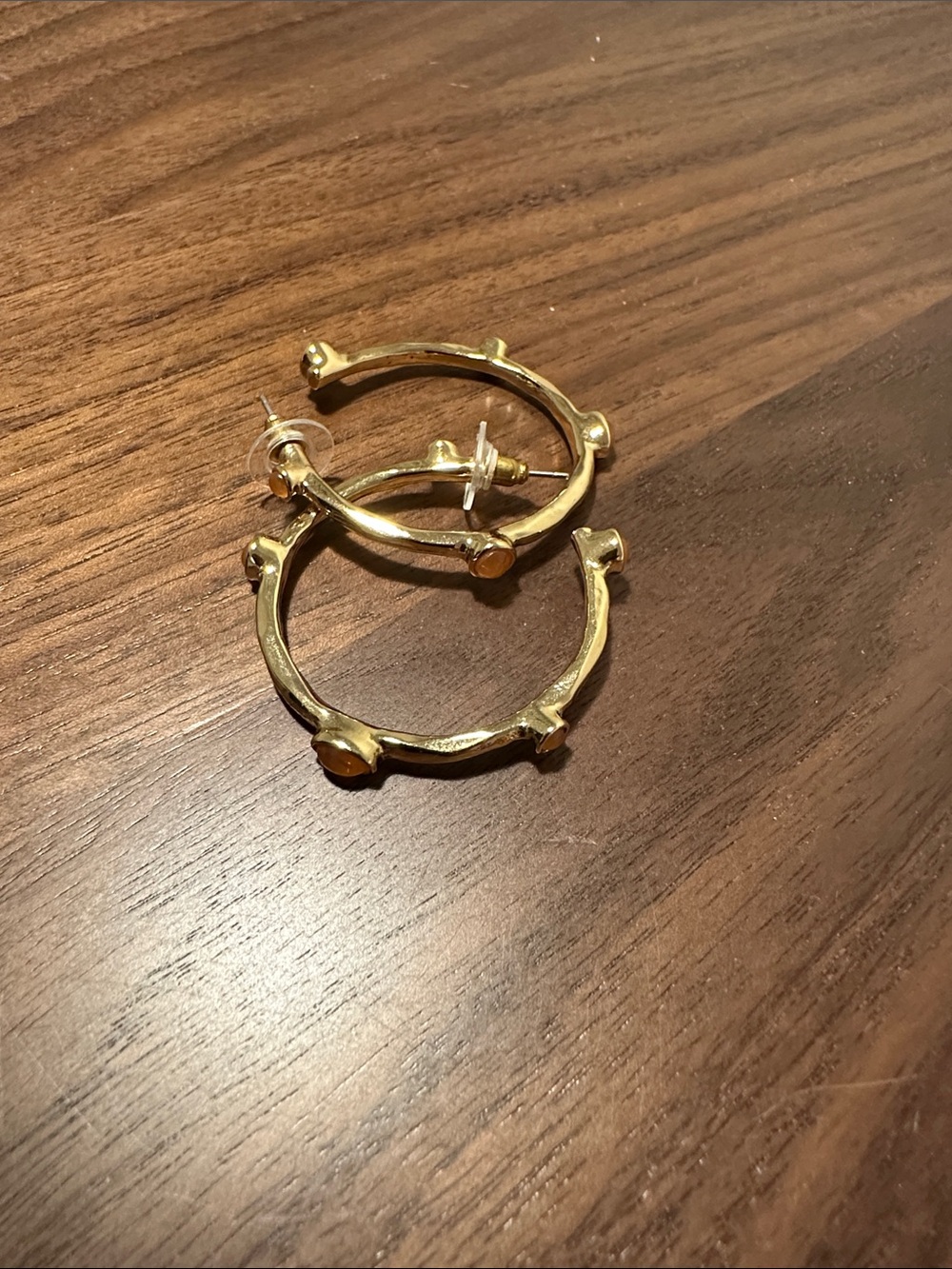 Mango Gold Hoop Earrings with Beaded Accents